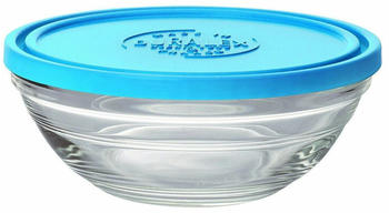 Duralex Freshbox Rond Frischhaltebox mit Deckel, 500ml, Glas, blau, 1 Stück