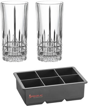 Spiegelau Perfect Serve Ice Cube Set 2 Longdrinkgläser + Eiswürfelform 350 ml