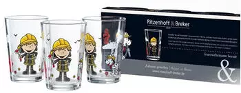 Ritzenhoff & Breker Kinder-Trinkglas FEUERWEHRMANN BERNIE aus Glas 3 Stück