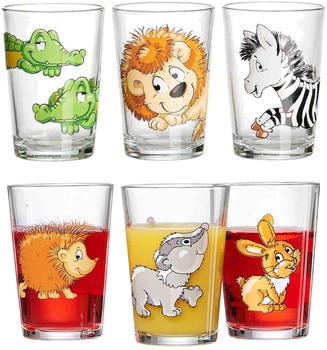 Ritzenhoff & Breker Kinderbecher Happy Zoo Waldtiere Kindergläser 205 ml 6er Set, Glas