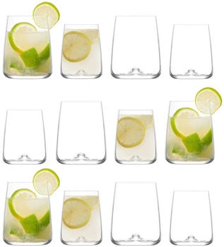 LAV Terra 12pc Glaswaren-Set - Gemischt Glas Highball Cocktail Gin-Gläser & Wasser Whiskey Trinkbecher