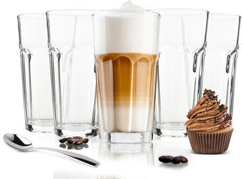 Sendez 6 Cocktailgläser mit 6 Löffeln 425ml Kaffeegläser Teeggläser Longdrinkgläser (Mit Löffeln )