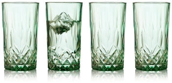 Lyngby Glas Highballglas Sorrento 4er Set, Longdrinkgl&auml;ser, Glas, Gr&uuml;n, 380 ml