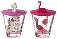 Leonardo BAMBINI 2er Set Kinderbecher mit Deckel 'Einhorn' & 'Flamingo'