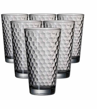 Ritzenhoff & Breker Longdrinkglas Favo Longdrinkgläser 400 ml 6er Set, Glas, Grau
