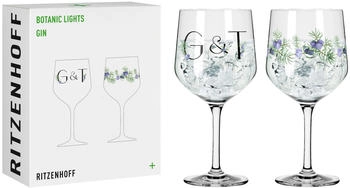Ritzenhoff 3881001 GinGlas 700 ml 2erSet Serie Botanic Lights 2 Kelche mit Motiv und Spruch