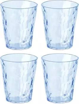 Koziol Superglas Club No. 1 Wasserglas 250ml transparent aquamarin 4er-Set (4409535)