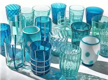 Zafferano Melting Pot 6er-Set Trinkgläser mundgeblasen Aquamarin 32cl