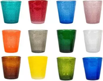 H+H Giada 12er-Set Wassergläser aus farbigem Glas, 280ml, mehrfarbig (1328)