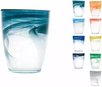 H+H Alabasterglas-Set 9 Gläser 35cl mehrfarbig