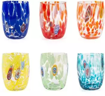 H+H Veneziano 6er-Set Trinkgläser aus Muranoglas 38cl, verschiedene Farben (3894900)