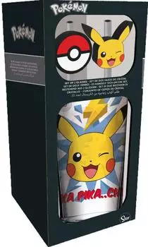 Stor Pok&eacute;mon Pikachu Glas-Trinkbecher mit Trinkhalmen, 485ml (STR92215)