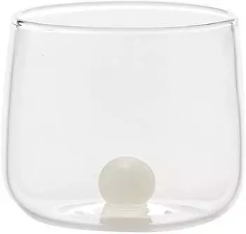 Zafferano Bilia Tumbler Junior 6er-Set, Borosilikatglas, weiß mit Dekorkugel