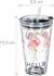 Relaxdays Trinkgläser Flamingo mit Deckel und Strohhalm, 4er-Set