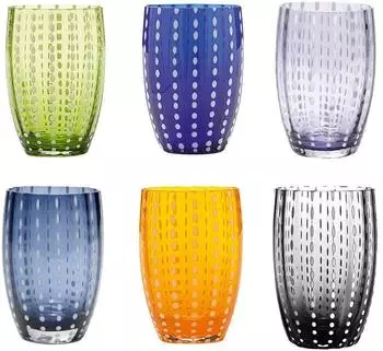 Zafferano Perle Tumbler-Set, mundgeblasen, bunt, 32cl, 6-teilig (PR00198)