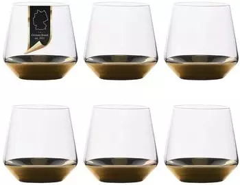 Intirilife Trinkglas mit goldfarbenem Boden, 350ml, 6er-Set (IL-100960-6)