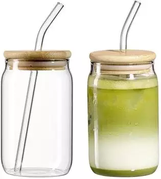 Ritzenhoff & Breker Zen Trinkgläser-Set mit Deckel & Glashalm, 400ml, 2-tlg. (824803)