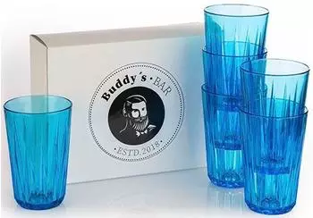 Buddys Bar Trinkgl&auml;ser 6er-Set Tritan 300ml blau (66105)