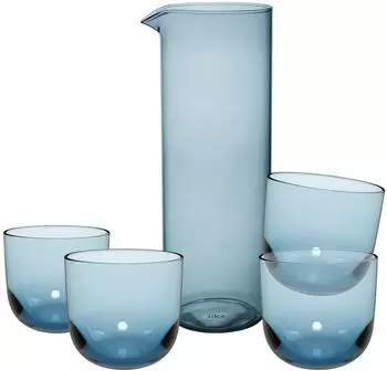 Villeroy & Boch Like Glass Trinkgl&auml;ser mit Karaffe 5er Set, blau (ice), Glas (66565156-0)
