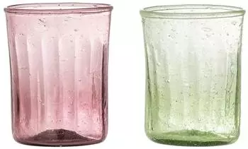 Bloomingville Sunil Trinkglas, recyceltes Glas, gr&uuml;n, 240ml, 2er-Set