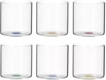H+H 12er-Set Gläser mit Knöpfen, Borosilikatglas, 33cl