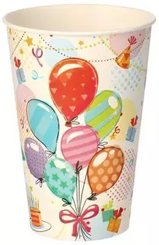 Papstar Einwegbecher "Ballons/Fête" Pappe 0,2l, 10 Stück (88493)