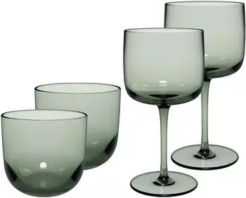 Villeroy & Boch Like Glass Wein- und Wassergl&auml;ser Set, 4-tlg., sage
