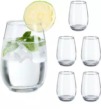 Relaxdays Trinkgl&auml;ser-Set, Glas, transparent, 400ml, 6er-Set