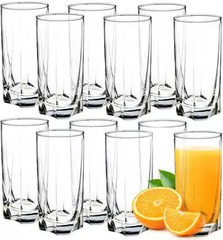 Kadax Trinkgläser geriffelt 380ml, 12er-Set