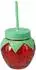 Mojawo Trinkglas-Set 4er mit Strohhalm und Deckel, Erdbeere 480ml