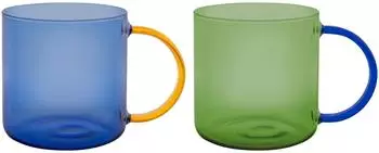Remember Fred Glasbecher gr&uuml;n/blau, 2er-Set, 500ml, Borosilikatglas (GB11)