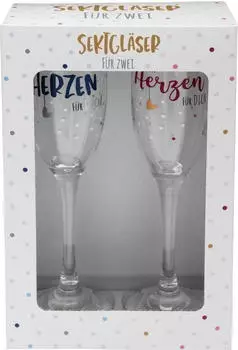 Sheepworld Von Herzen F&uuml;r Dich Sektglas, 2 St&uuml;ck (47371)