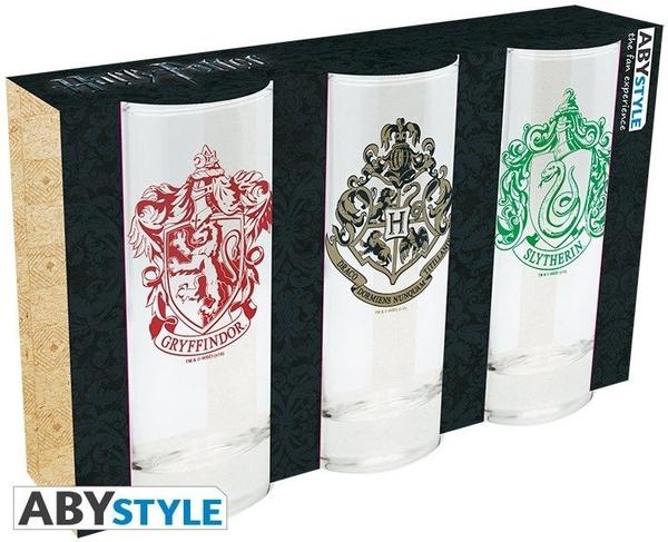 Paladone Trinkglas 290 ml 3er Set - Harry Potter Gryffindor, Slytherin und Hogwarts