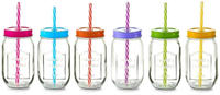 Zeller Color Lid Trinkglas mit Strohhalm 6er-Set