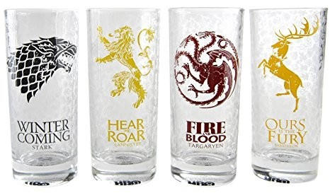 Close Up Game of Thrones Trinkglas Alle Häuser 4er Set