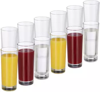 Relaxdays 12er Set Longdrinkgläser 300 ml zylindrisch