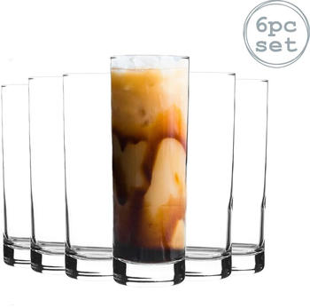 LAV 6 Stück Ada Highball Gläser Set - Moderne Long Drink Collins Glas Cocktail Tumblers - Feine Rim - 315 ml