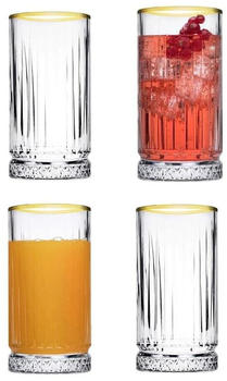 Pasabahce Timeless Golden Touch Long Drink Gl&auml;ser 4-teiliges Set mit Goldrand 280ml