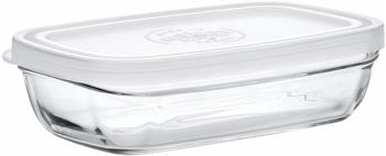 Duralex 9060AM12A1111 Freshbox Rectangulaire Frischhaltebox mit Deckel, 370ml, Glas, weiß-frosted, 1 Stück