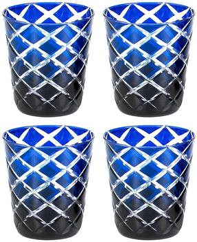 Edzard 4er Set Kristallgläser Dio, blau, handgeschliffenes Glas , Höhe 10 cm, Füllmenge 0,23 Liter