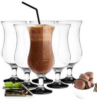 Sendez 6 Stück Cocktailgläser 480ml mit schwarzem handgemalten Fuß Longdrink Trinkglas