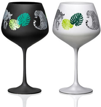 Crystalex Bohemia Gin & Tonic Jungle Kristallglas 580 ml in schwarz und weiß 2er Set