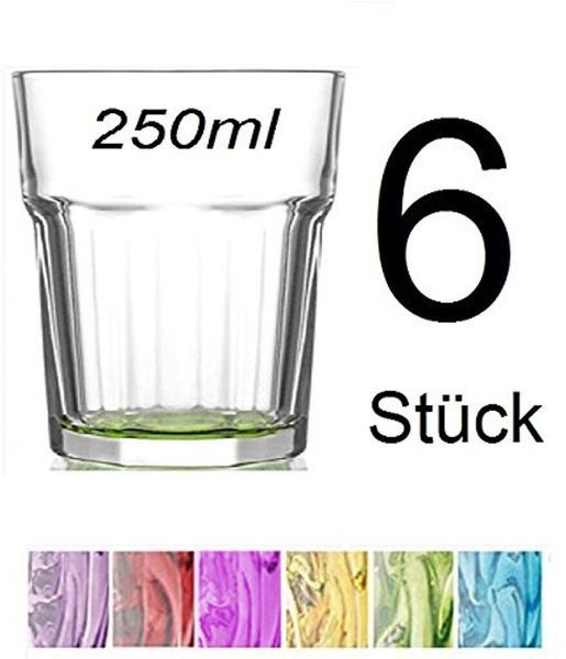 LAV Gläser Set, farbig - Cocktailgläser Trinkgläser Wassergläser - Coral Retro Design (6er Set á 250ml)