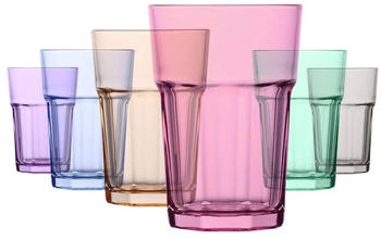 LAV farbiges 6er Gläser Set á 350ml – Cocktailgläser –Trinkgläser – Wassergläser – „Coral ARA“ Modernes Design
