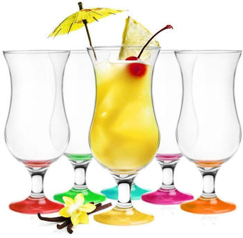 Sendez 6 Cocktailgläser Mix Farbe 480ml Hurricane Cocktailglas Longdrinkgläser