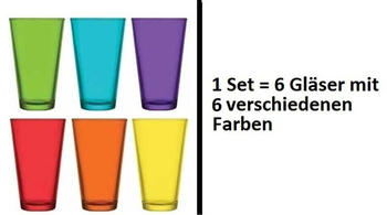 LAV farbiges 6er Gläser Set á 320ml – Cocktailgläser –Trinkgläser – Wassergläser – „Coral HERA“ Modernes Design