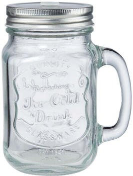Butlers REFRESH Trinkglas Mason mit Deckel 450ml