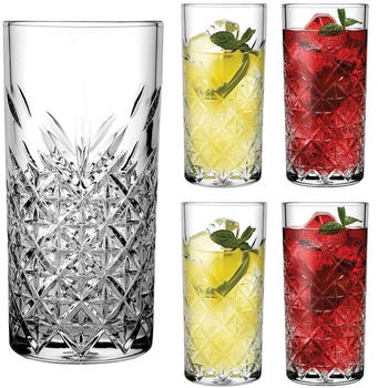 Pasabahce Timeless 520205 Longdrink Glas Wassergläser Kristall Design 4´er Set Transparent 365 ml