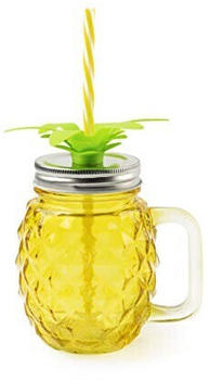 Excelsa Tropical Trinkbecher mit Trinkhalm, Glas