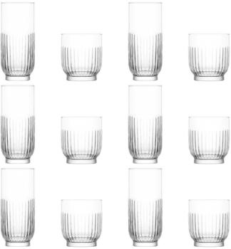 LAV Tokyo 12pc Glaswaren-Set - Gemischt Glas Highball Cocktail Gin-Gläser & Wasser Whiskey Trinkbecher